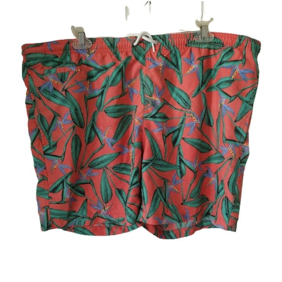 Charleston Threads ~Men's Size XL Coral Hawaiian Floral Swim Shorts. - Picture 1 of 4